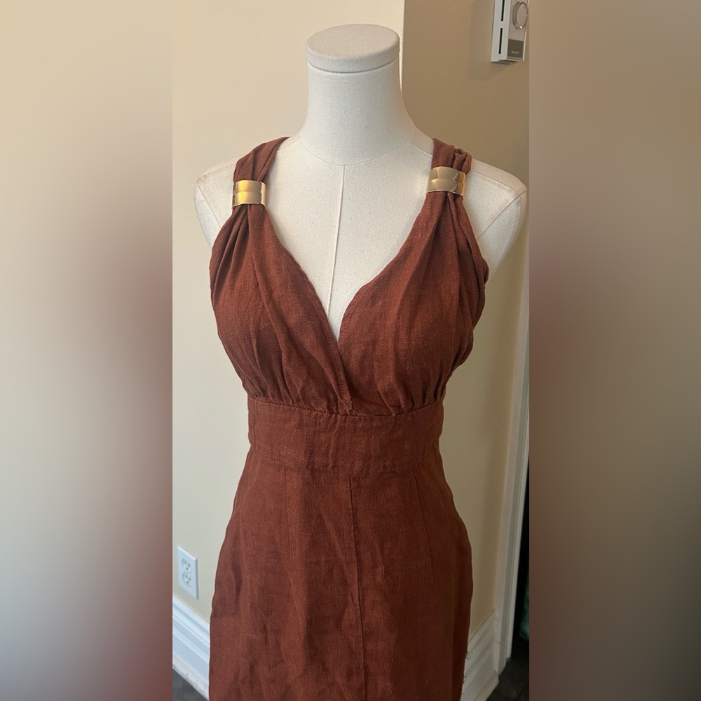 Zara Rust Brown Backless Maxi Dress - Picture 11 of 14
